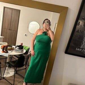 Elegant Green Halter Dress